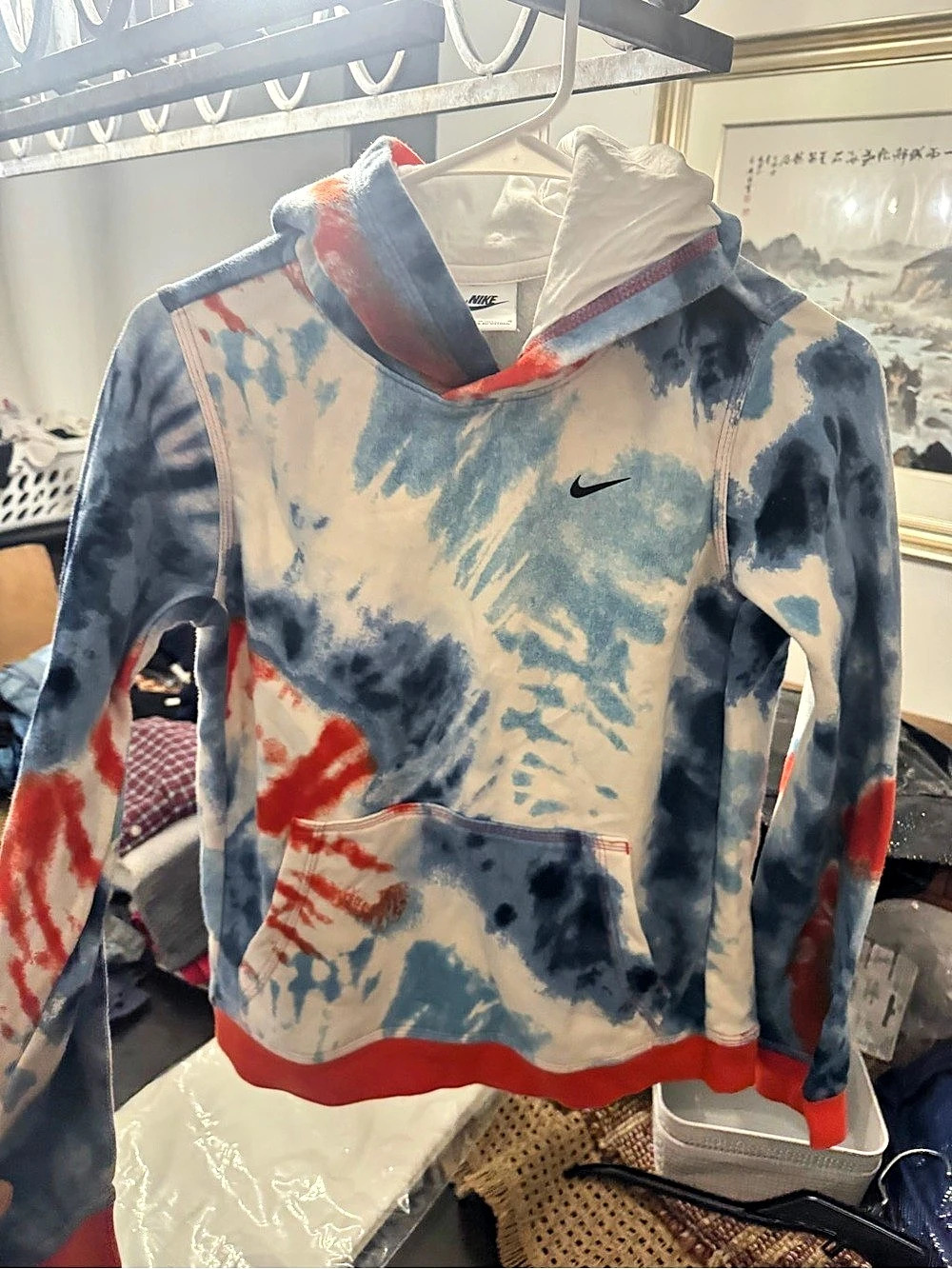 Nike Tie-Dye Hoodie in Blue & Red